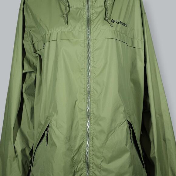 Columbia Jacket Mens XL Green Waterproof Rain Hooded Omni Tech Packable - Picture 3 of 12